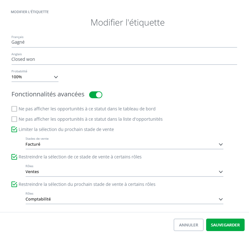 NOUVEAUTÉS - CENTRIXONE - Nouveaux paramètres pour les stades de vente