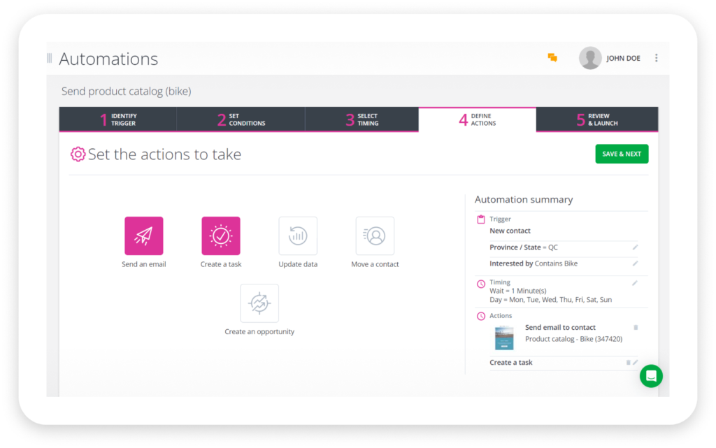 Crm centrixone image automations actions