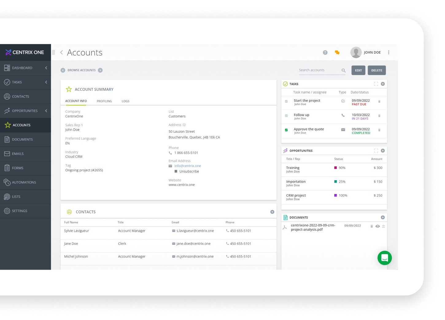 CRM CentrixOne Interface Accounts Cropped